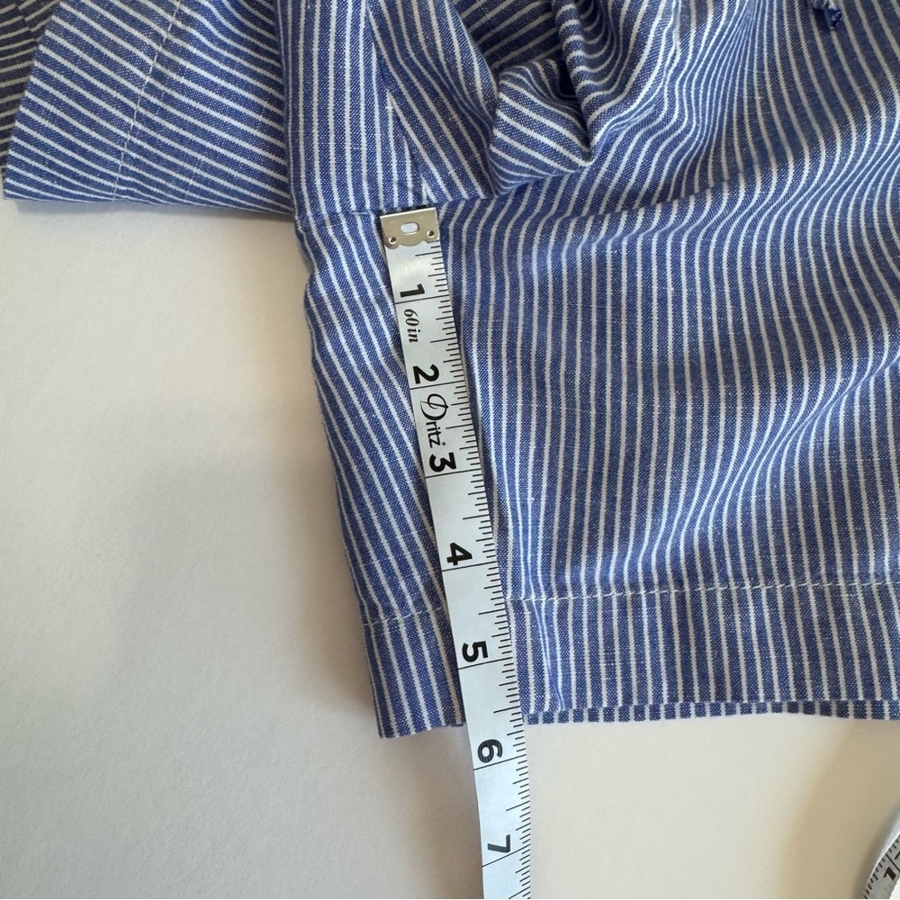 Talbots Easy Drawstring Shorts 4P Blue White Stripe Linen Cotton Summer - Picture 14 of 16